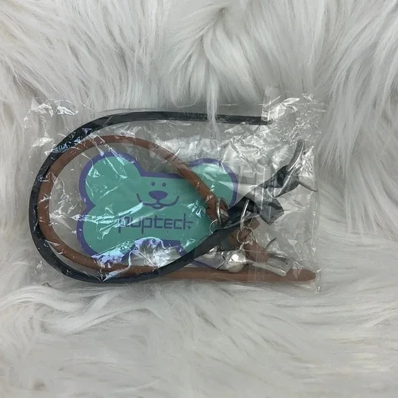 NWT PUPTECK 2 PCS Soft Leather Cat Kitten Collar- Black and Brown with Bells - Picture 6 of 6